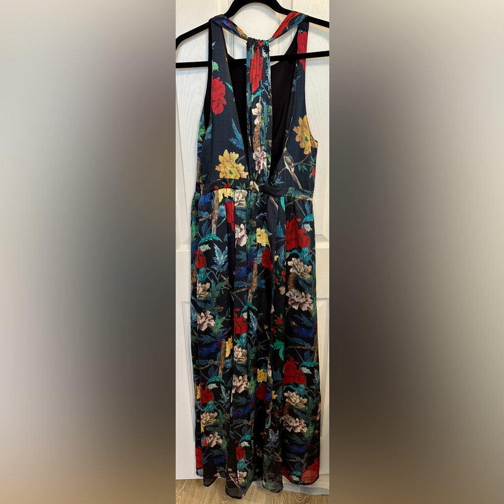 Alice + Olivia Elis Black Floral Print Silk Maxi Dress EUC Size 8 - Picture 5 of 7